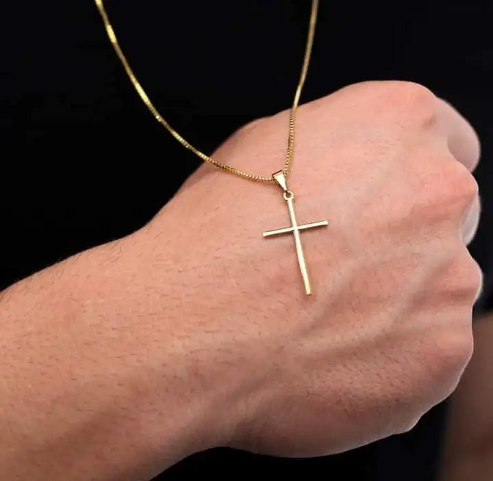Men's 18K Gold Plated Cross Chain Necklace
