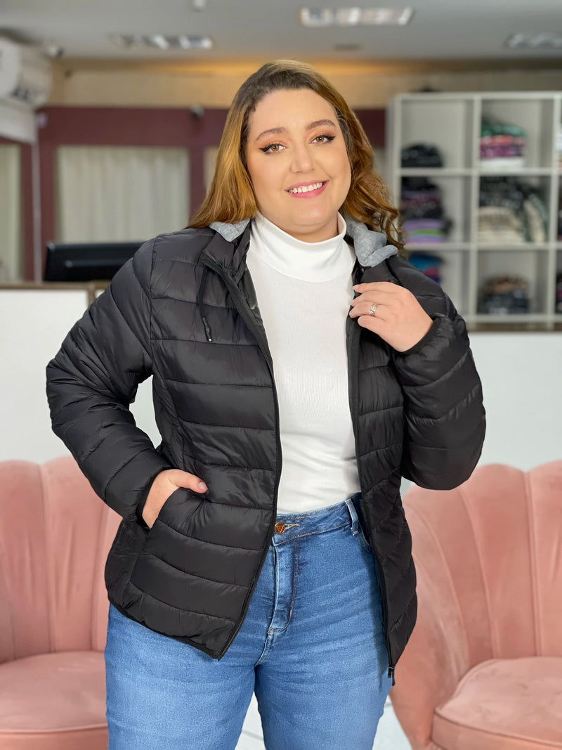 Women's Soft Nylon Puffer Jacket with Detachable Hood Plus Size Multicores Lined Super Resistant Cold and Wind Protection