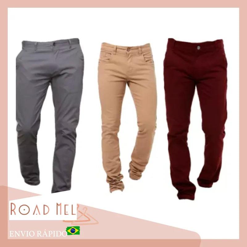 CALÇA JEANS MASCULINA SARJA COM LYCRA CUT SLIM DIVERSAS CORES/TAMANHOS MIDDLE WAY - CRAVO ROSE