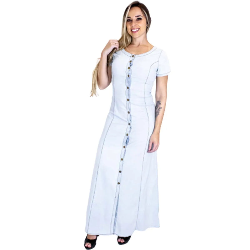 Long Front Button Jeans Dress/Women's Clothing/Luxurious Jeans-Quick Shipping