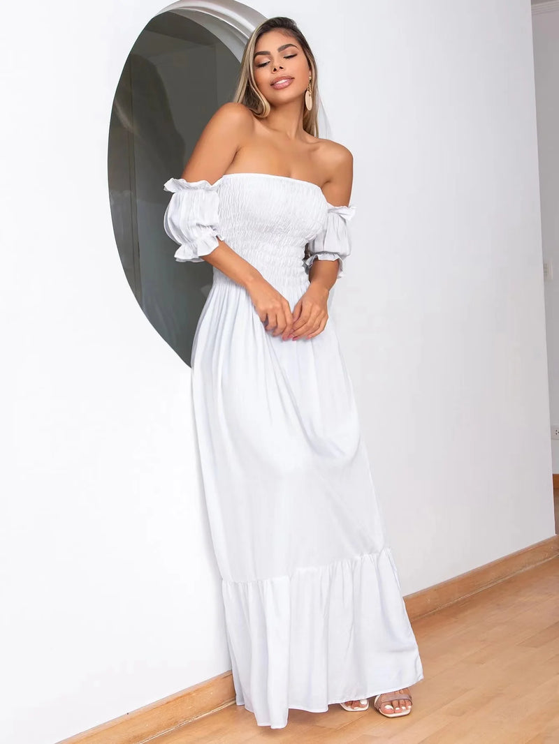 Long Short Sleeve Flare Elastex Ciganinha Dress