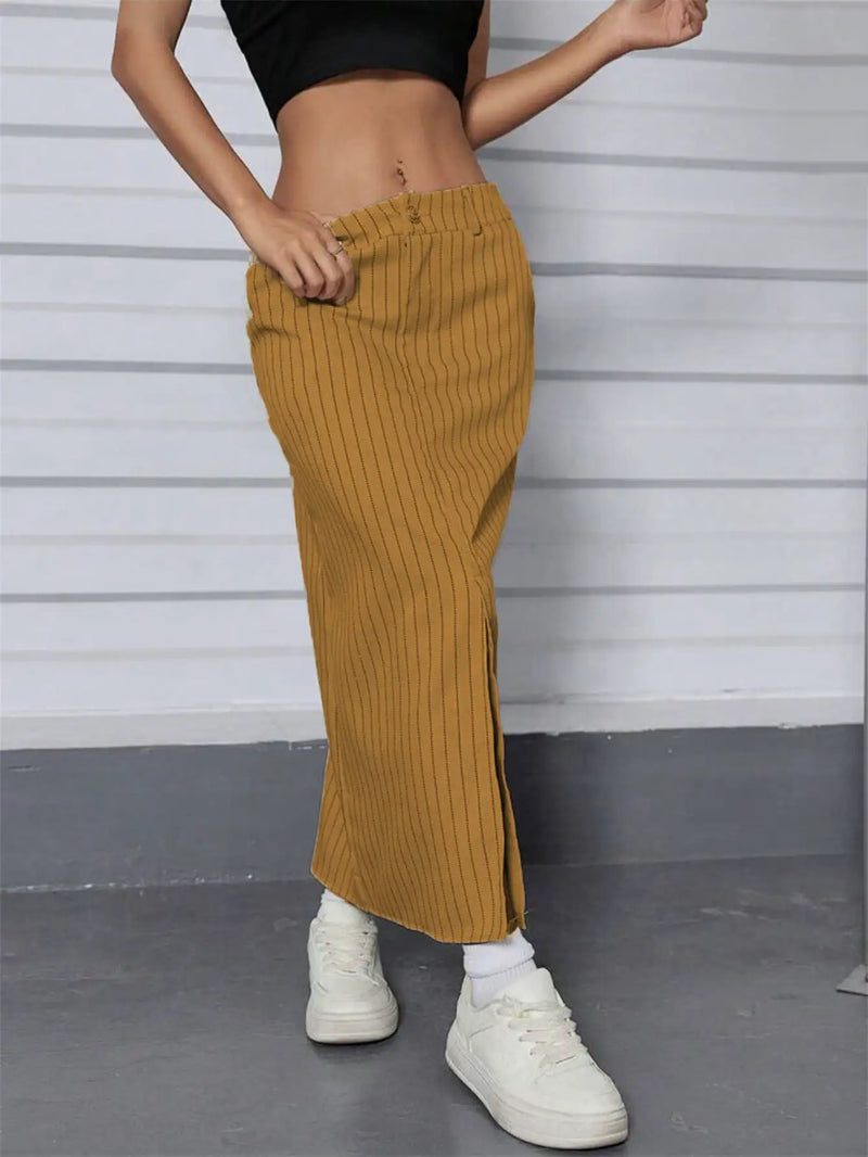 Women's Modern Elegant High Waist Skirt with Pockets Front Fabric All-round Romantic Smooth Skirt for All Occasions