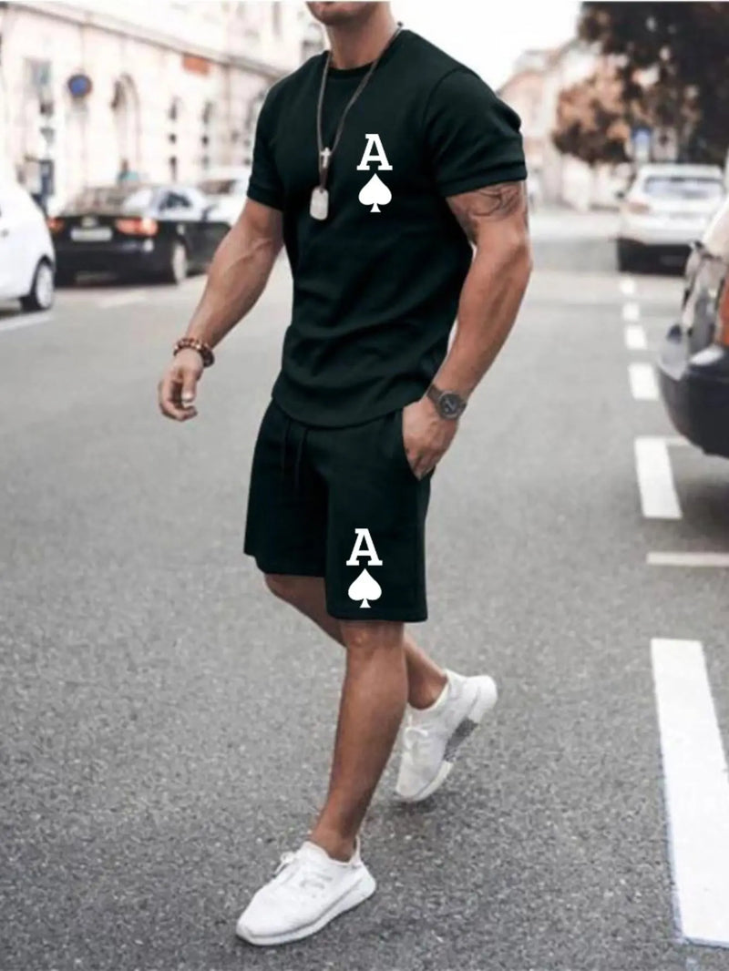 Conjunto Masculino Moderno e Leve Com Camiseta e Bermuda Espadilha