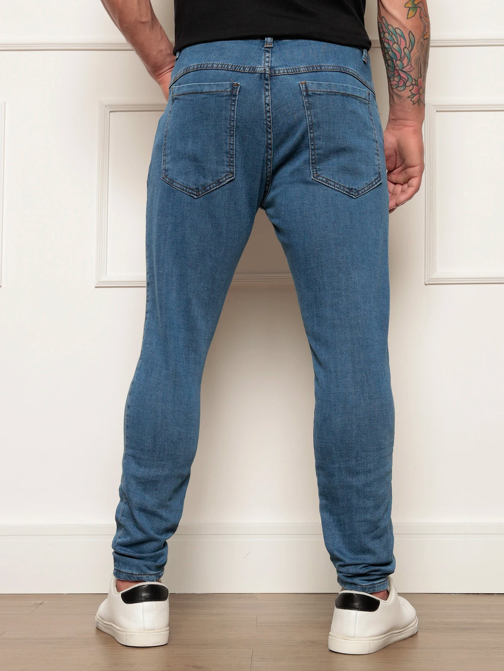 Calça Jeans Masculina Lavagem Media Moda Fashion Super Skinny
