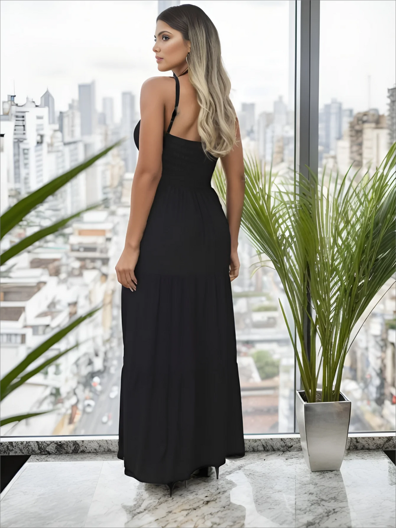 Women's Long Dress with Adjustable Strand, Elegant for Summer
