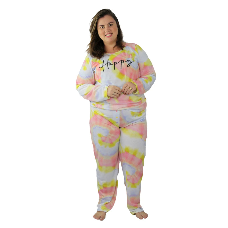 Cold Pajamas Plus Size Happy Knitted Tie Dye Winter