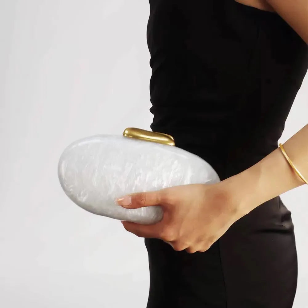 2025 Luxury Acrylic Lady Bag Fashion Personalized Party Evening Bag Single Shoulder Messenger Pearl Color Purse Women Clutch Bag