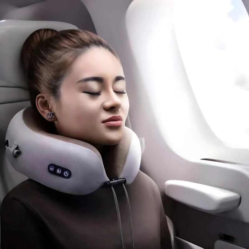 Almofada de pescoço de espuma massageadora com USB recarregável