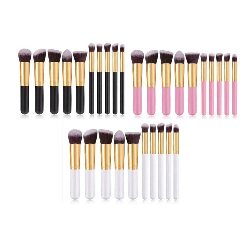 Kit 10 Professional Kabuki Contour Makeup/Smoke Brush Brushes - CRAVO ROSE