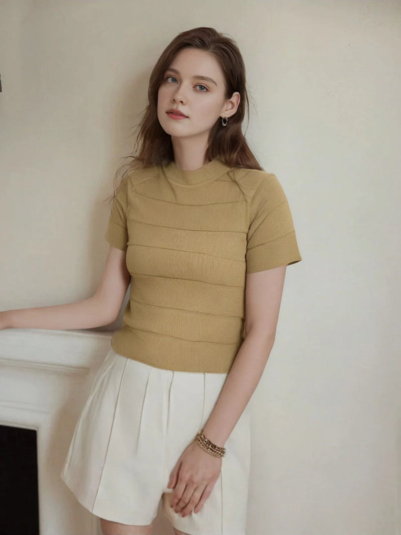 Women's T-shirt Casual Slim Fit Elegant Basic Round Gown Fabric Comfortable Lightweight Summer Spring Fashion Versatile 2025 Style