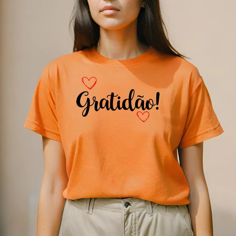 GuGi Printed Women's T-Shirt Gratitude! With Hearts 100% Cotton Soft CF01-012