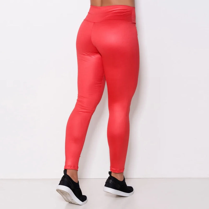 Calça Legging Fitness Fit Sports Brilhante Metalizado