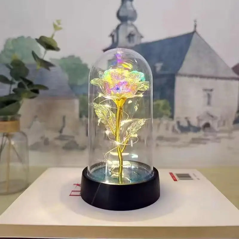Enchanted Rose with LED Light-Eternal Flower Decorative Acrylic Dome
