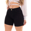 Bermuda Shorts Black Barra Dobrada Cintura Alta Premium