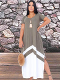 Vestido Longo BICOLOR Feminino Com Fenda Maxi Saruel Alça Com Bolso Moda Feminina Verão Outono Inverno Veste do 38 ao 50