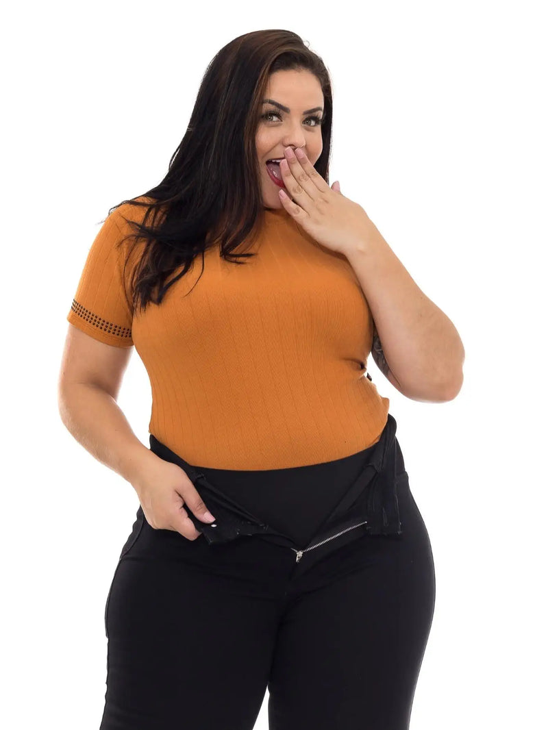 Black Black Skinny Plus Size Pants With Lipo Strap Model Premium - CRAVO ROSE