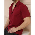 Camisa social masculino manga curta de bootao lisa top uso na praia