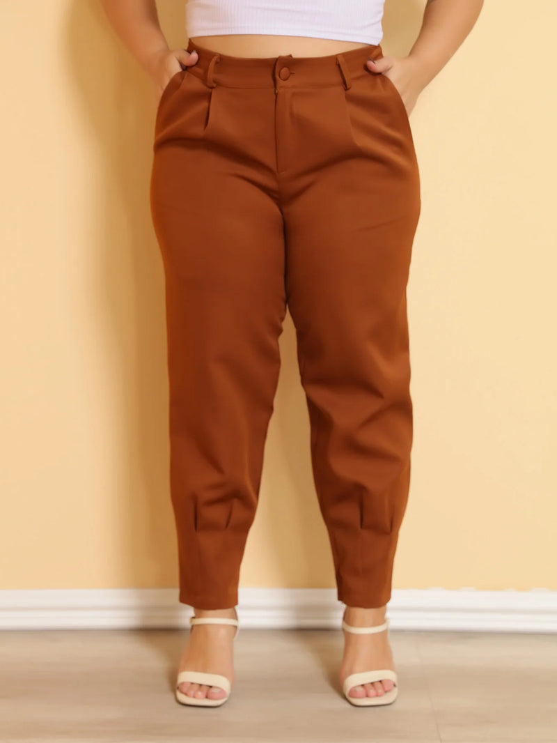 Women's Plus Size Casual Pants | Design with Side Pockets | Model with Button | Comfortable and Versatile