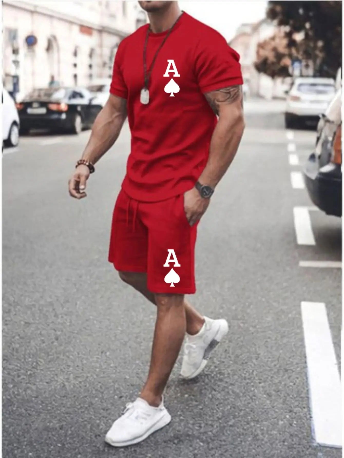 Conjunto Masculino Moderno e Leve Com Camiseta e Bermuda Espadilha