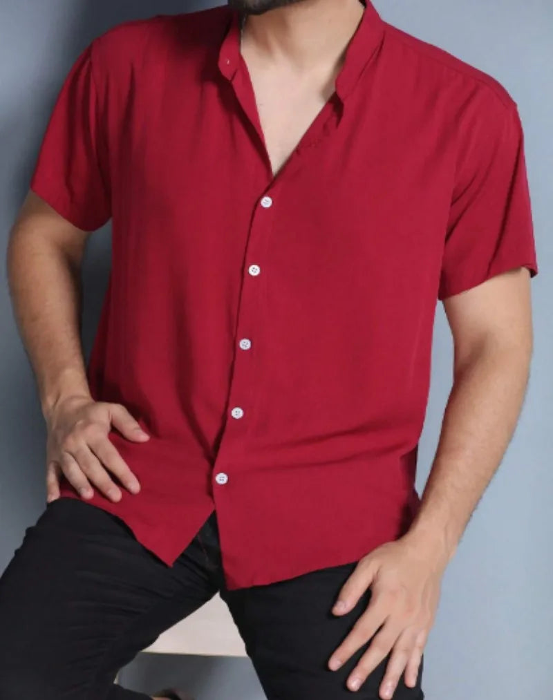 Camisa Social Masculina Viscolinho Gola Padre Slim Fit Varias Cores Moda 2024 Varias Cores