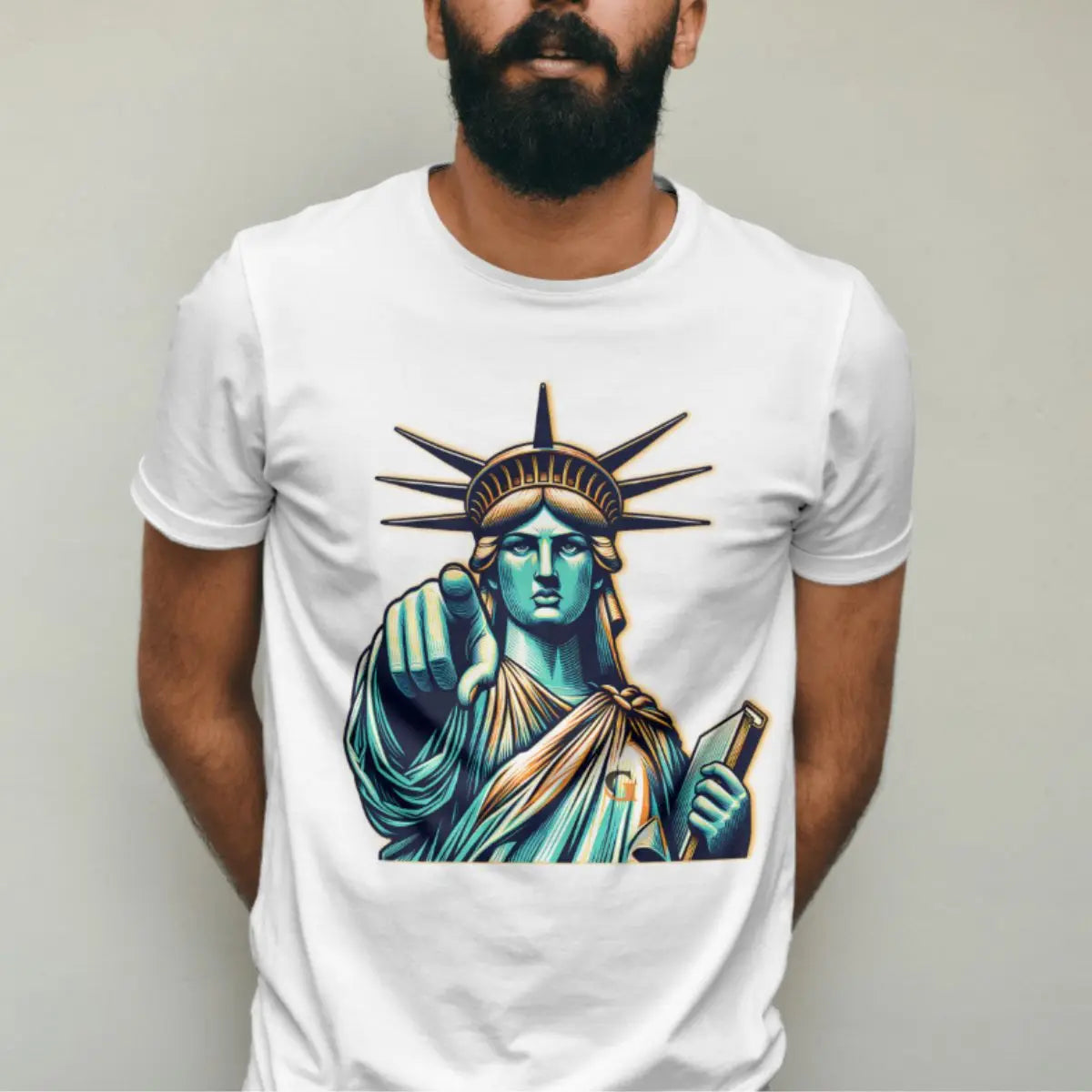 Basic Men's T-Shirt GuGi Statue Of Liberty New York 100% Premium Cotton Shirt CM01-507