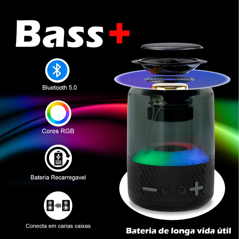 Mini Caixa De Som TWS Bluetooth LED RGB Portátil TF AUX USB Alta Qualidade Preto Azul