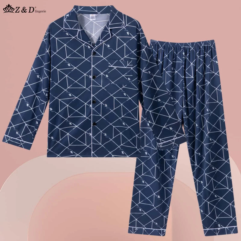 Z&D Lingerie Pijama Masculino Manga longa Aberto Com Botão comprido Homem Adulto Sy09