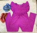 2 PCs New Fashion Women's Ruffled Blouse and Pants Suit Jumpsuit Office Print New Fashion Free Shipping