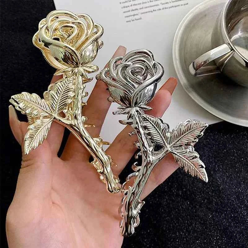 1pc Retro Metal Rose Hair Clip For Women, French Gentle-Style Head Back Twist Hairpin Hair Claw Hair Accessory