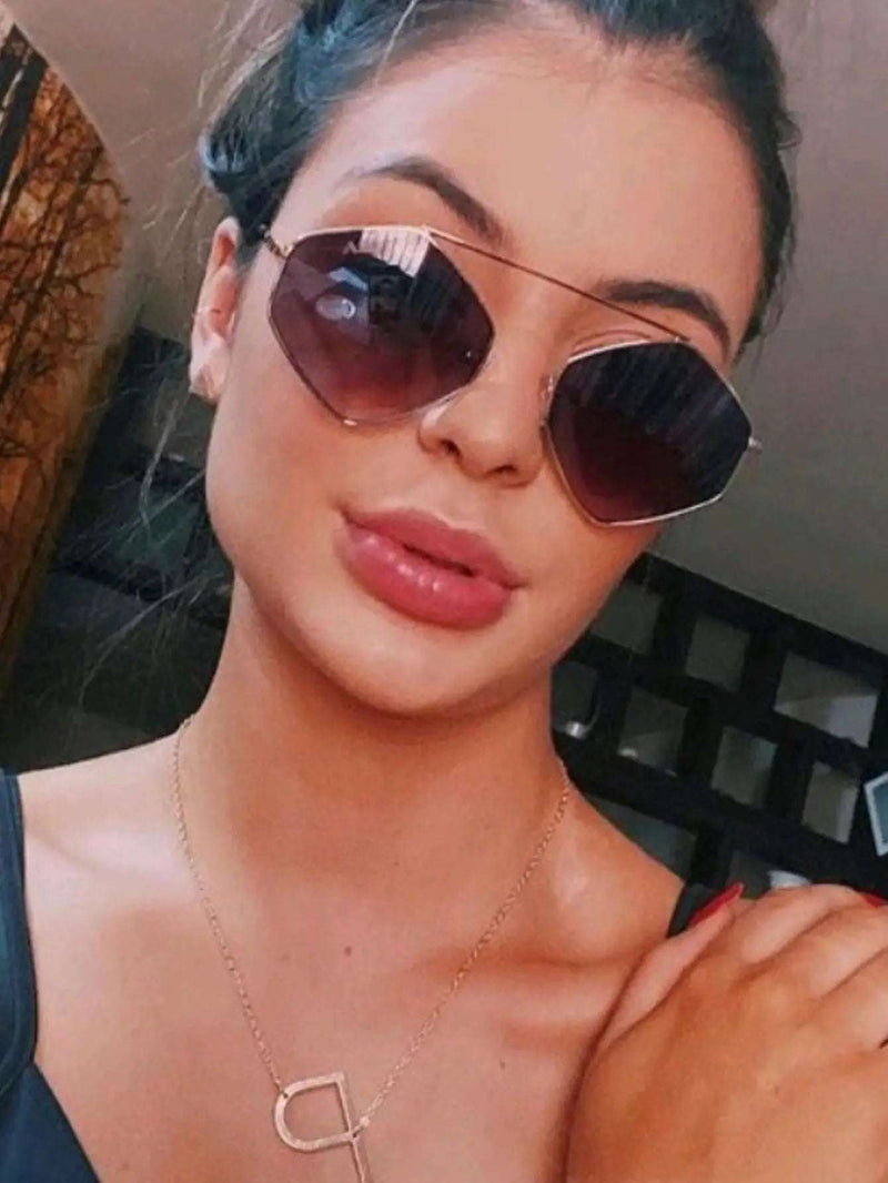 Women's Dark Sunglasses Hexagonal Summer American Diamond Fashion Wild Tendencia-Fast Delivery for All Brazil-