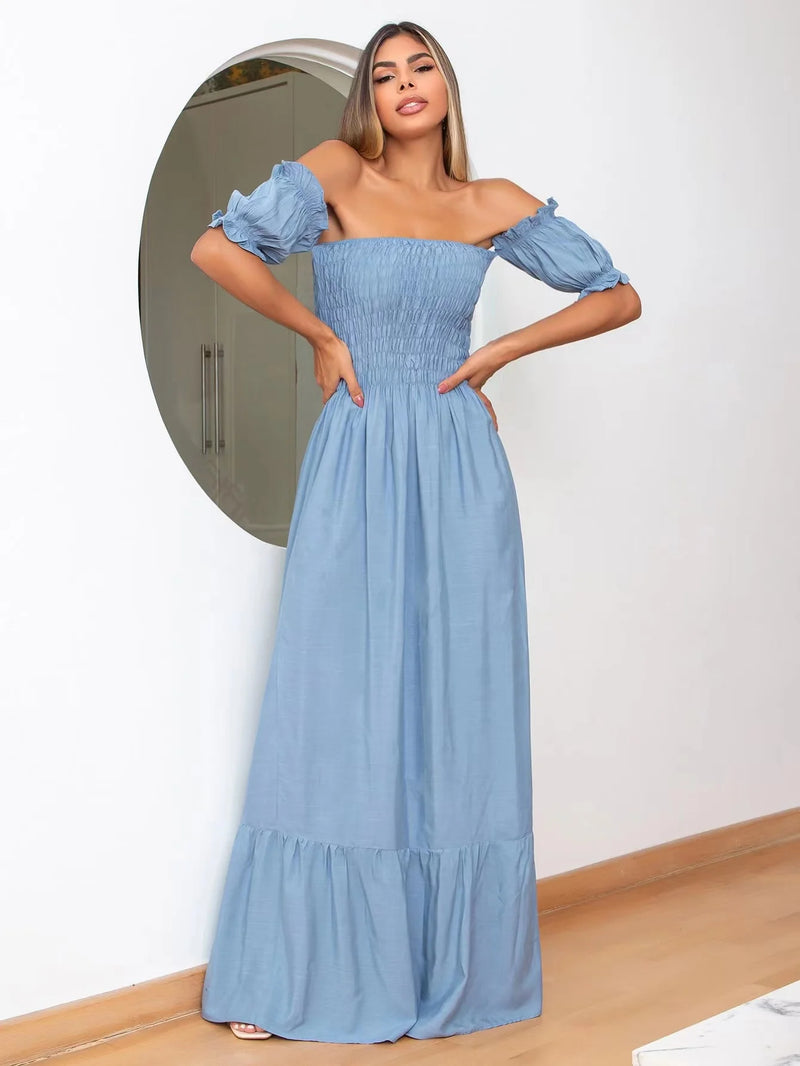 Long Short Sleeve Flare Elastex Ciganinha Dress