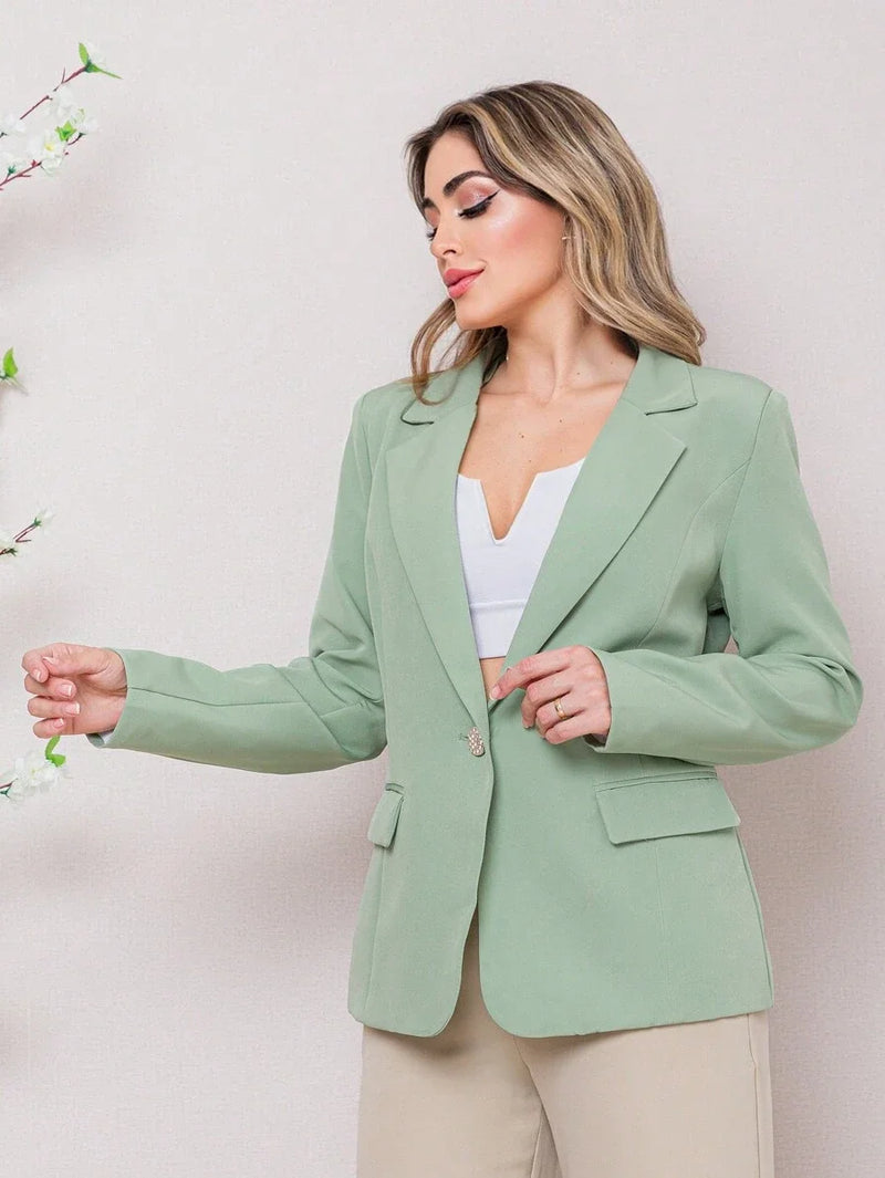 Blazer feminino alfaiate plus size elegante social forro botão casaco moda coleção clássica novo estilo versátil casual