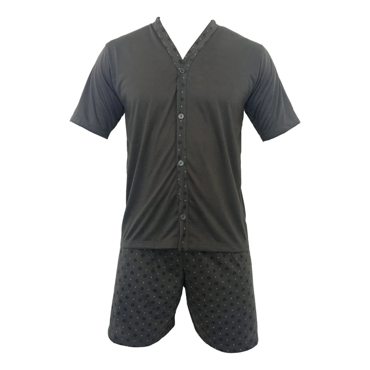 Men's Short Pajamas Adult Button Shirt Short Summer