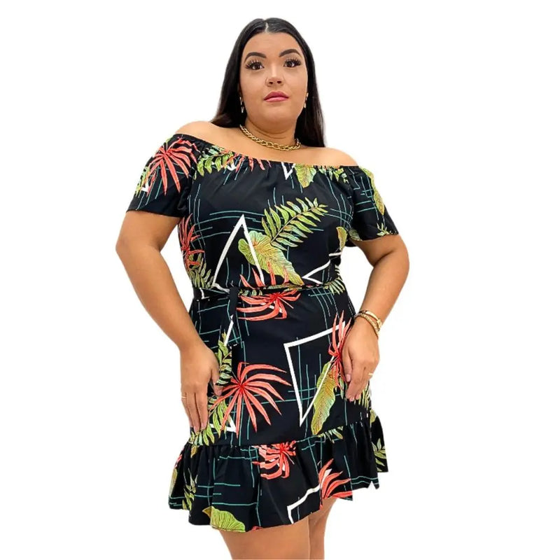 Viscose Short Ciganinha Dress, Plus Size Fabric, Loose, Fresh