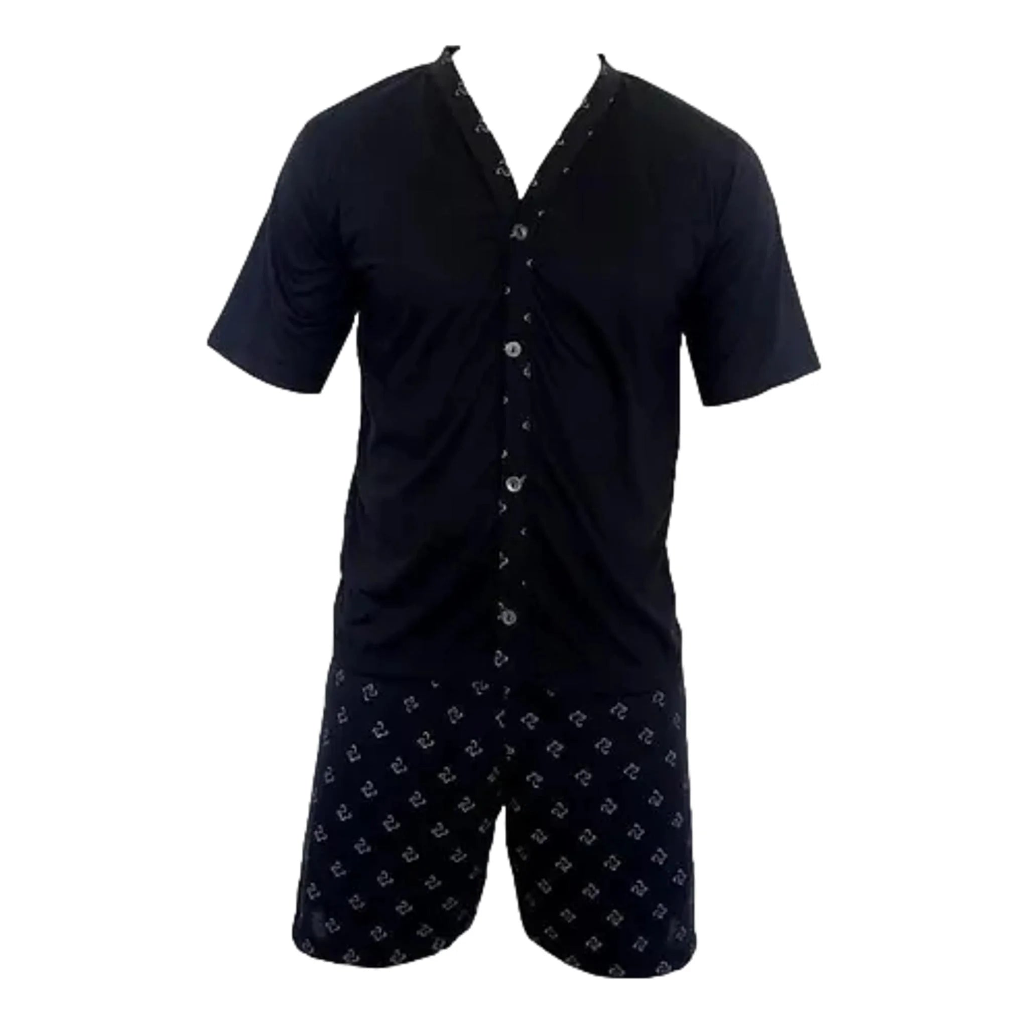 Men's Short Pajamas Adult Button Shirt Short Summer