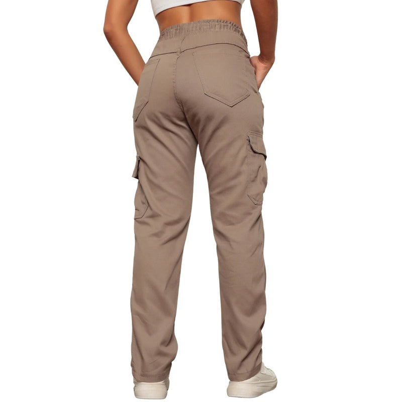 Calça Jogger Sarja Cargo Feminina Casual - CRAVO ROSE