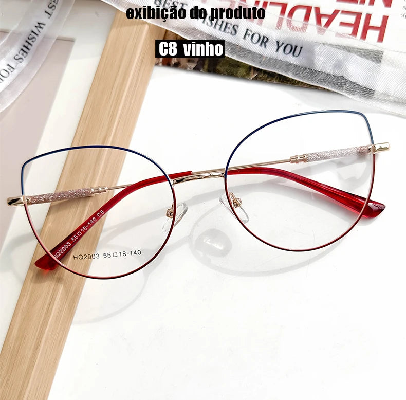 MELINDA FASHION 2003 Fashion Frame For Women Grade Metal Shiny Legs Glasses