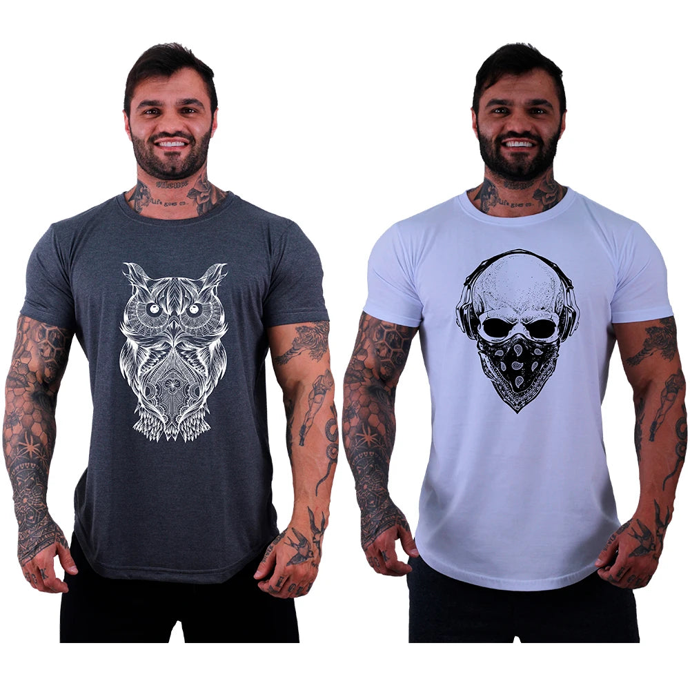 2 Kit Masculino Lonline Camisetas MXD Concept Fitness Fitness Casual Estampas