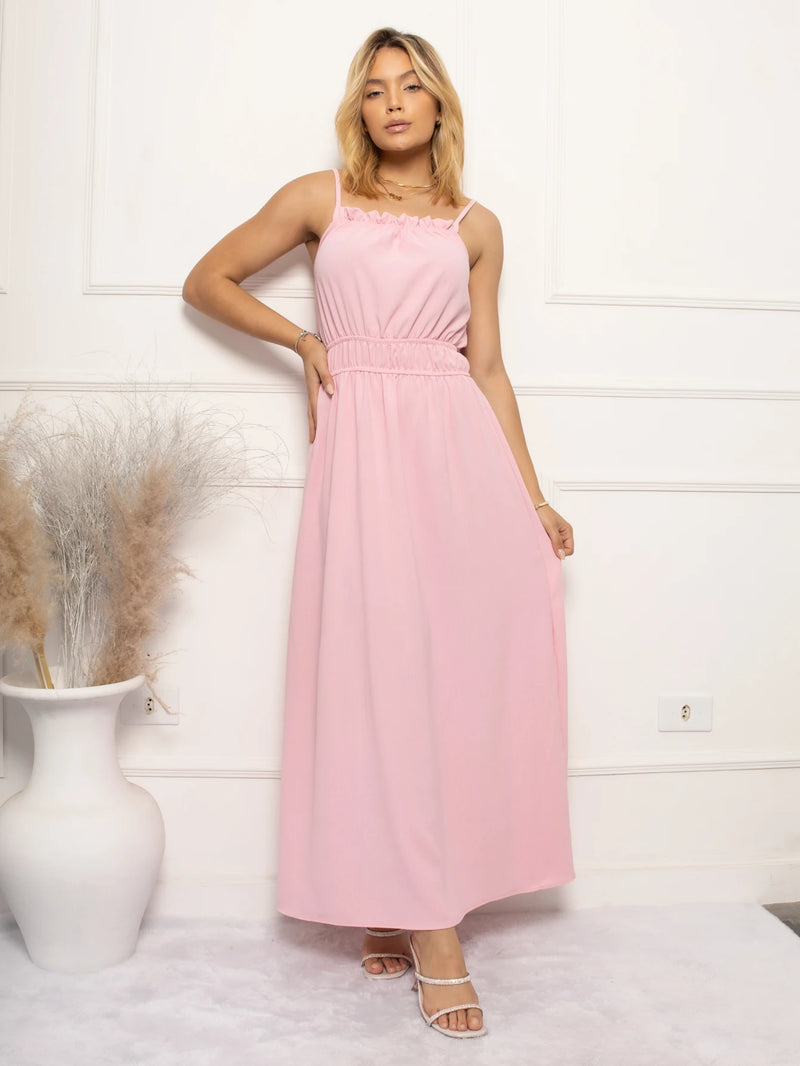 Long Dress with Frisid Bust and String Elegance-Shipping to Brazil | Various Color Options | VES-0013