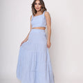 Conjunto Saia Longa e Cropped Com Lastex Nas Costas E Com Amarração