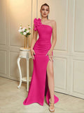 Vestido Alta fenda Um Ombro Para Mulheres Celebridade Noite Elegante Festa Sexy Babados Maxi Bodycon Vestidos Vestidos