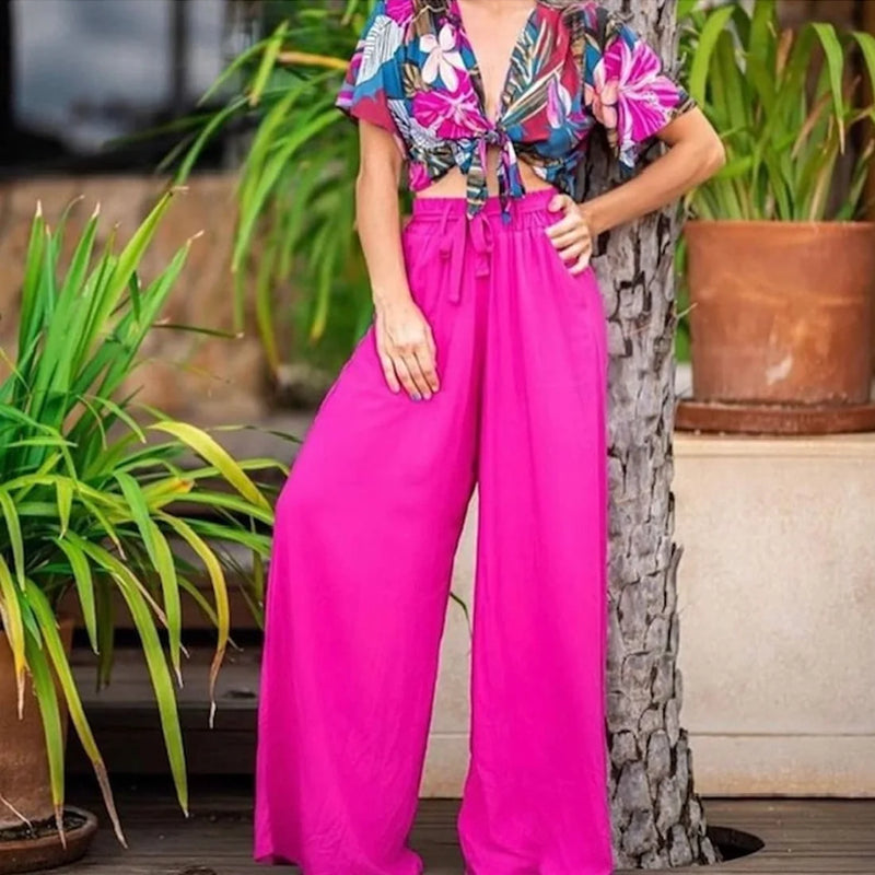 Women's Pantalona Dune Slotted or Closed Elastic Waist Fashion Pants