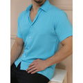 Camisa social masculino manga curta de bootao lisa top uso na praia
