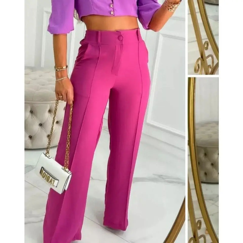Calça Pantalona Feminina diversas cores M/G Moda Blogueira Tecido Duna