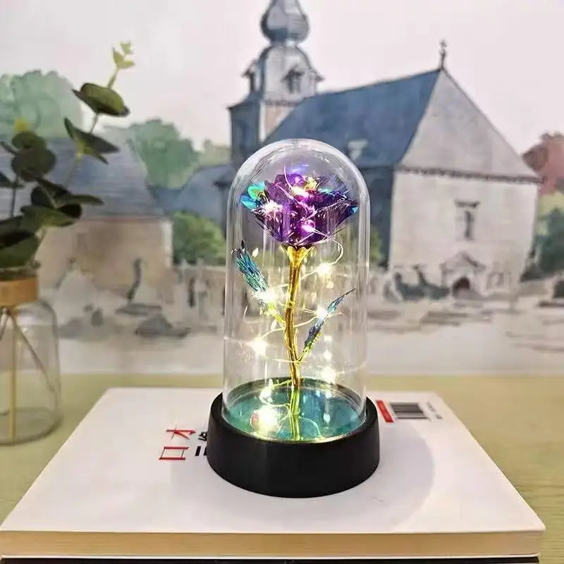 Enchanted Rose with LED Light-Eternal Flower Decorative Acrylic Dome