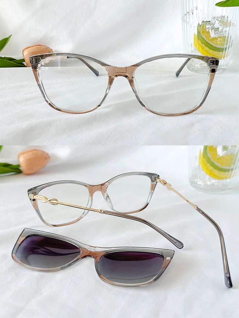 MELINDA FASHION Grade Glasses Clipon 2 in and 1 Frame + Sun With Diamond 96035