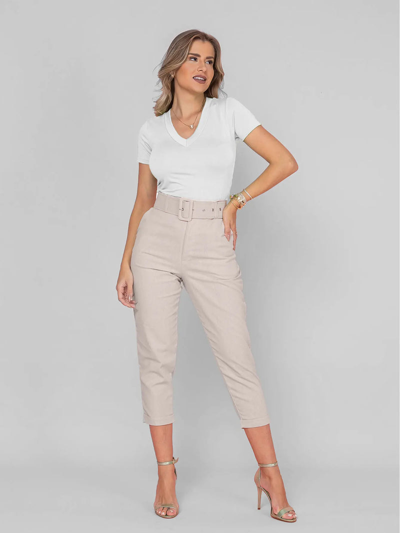 Women's Linen pants/dress pants/stitching details/stylish/Stripped/fashion trend/elegant/modern collection