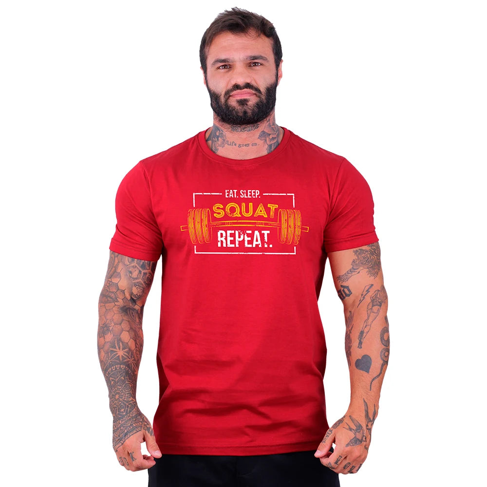 Camiseta Tradicional Masculina MXD Conceito Squat Repeat Halter Musculação Treino Casual