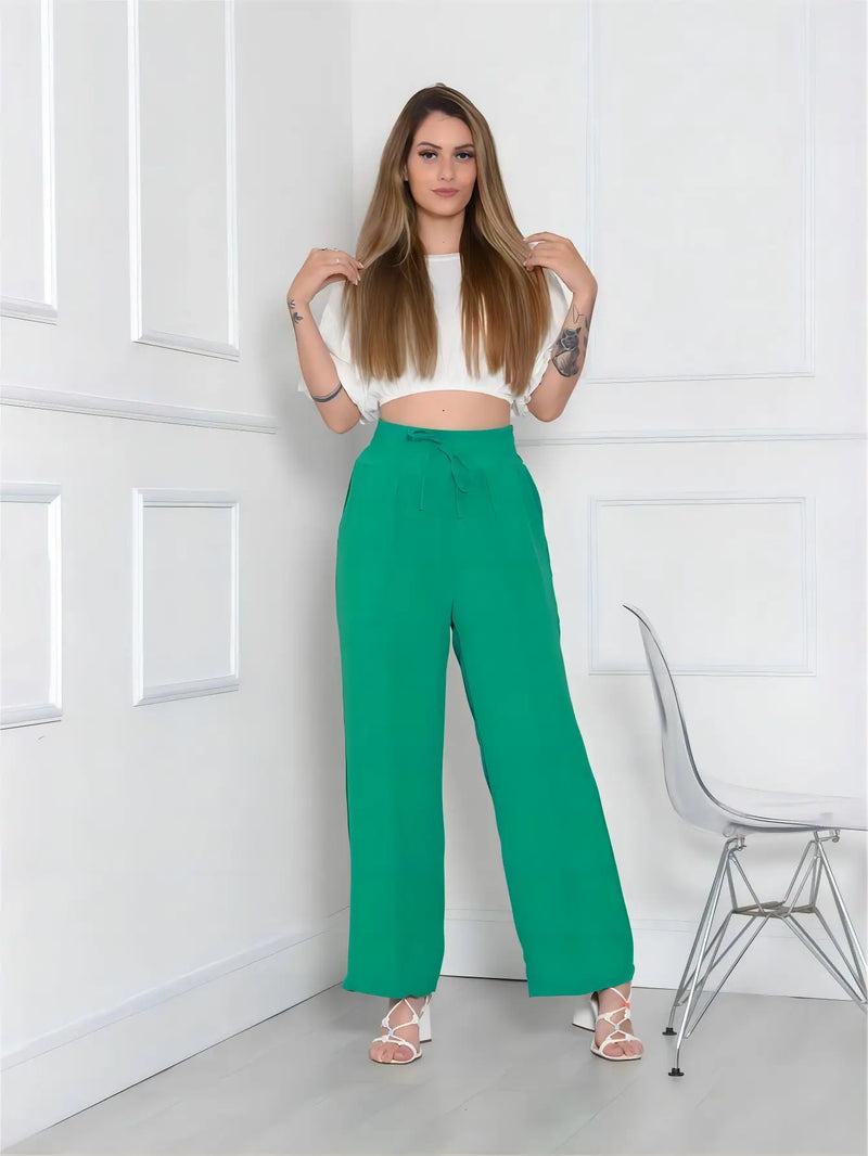 Versatility and Style Women's Dune Pantalone Pants Stretch Waist with Front Details and Pockets - CRAVO ROSE