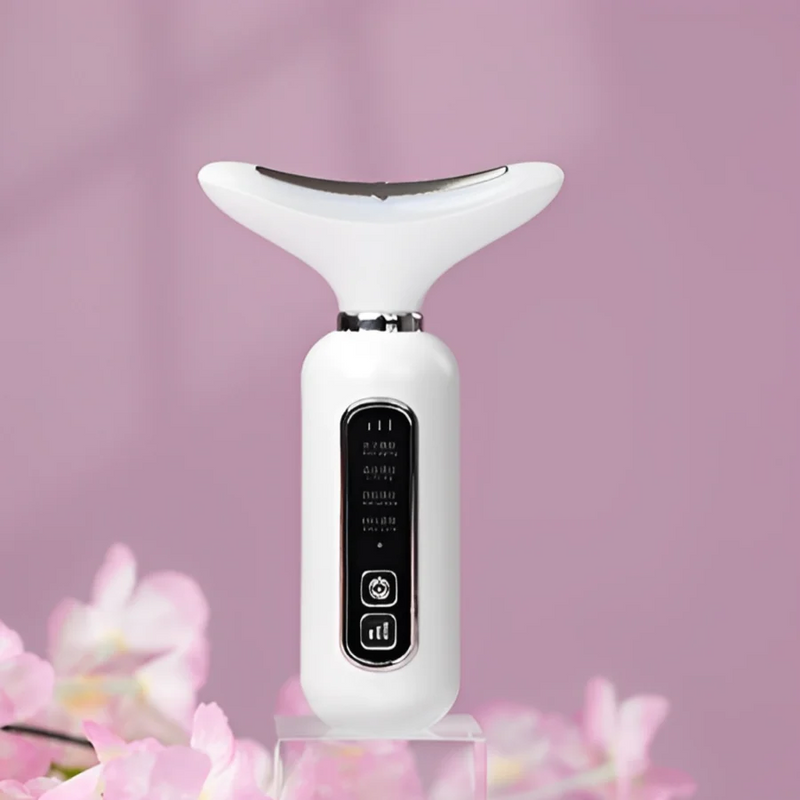 Massageador Aparelho De Beleza Para Pescoço Facial Com Vibração de Ondas Luminosas Anti-Rugas